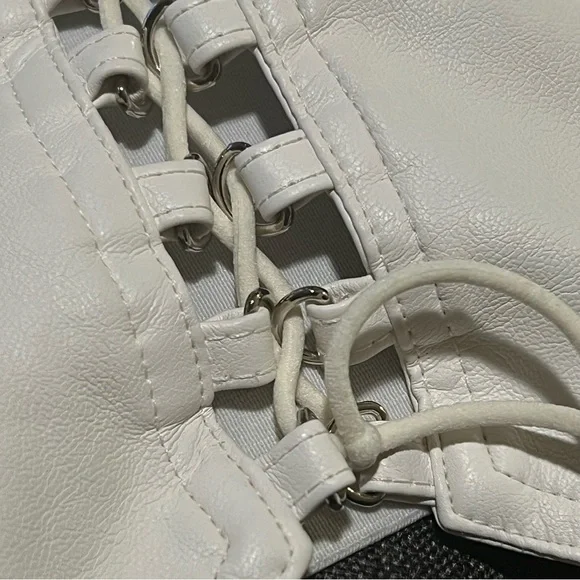 I.AM.GIA Vixra white faux leather corset top backless halter top size M - Picture 6 of 13